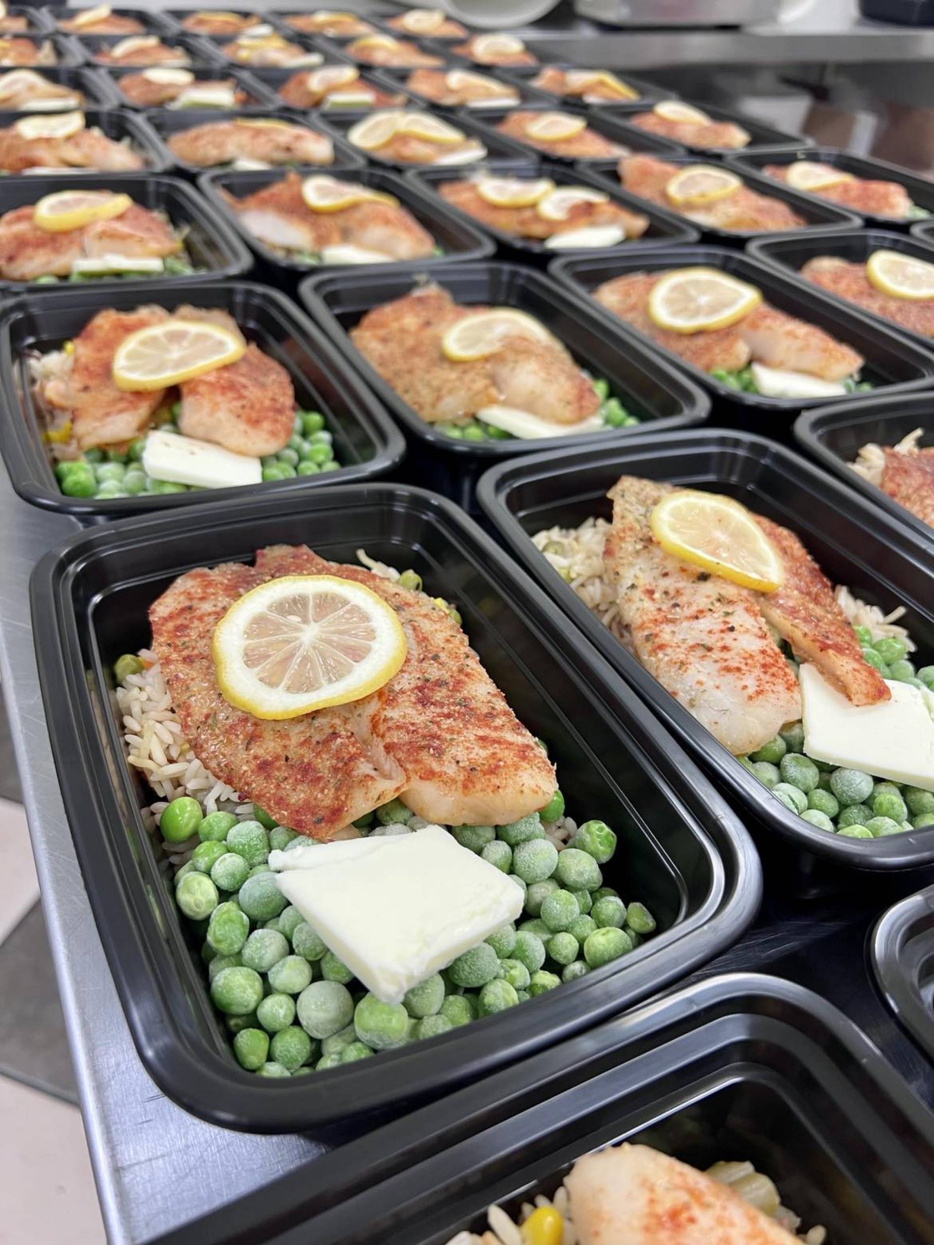 Baked Tilapia with Peas and Rice Pilaf