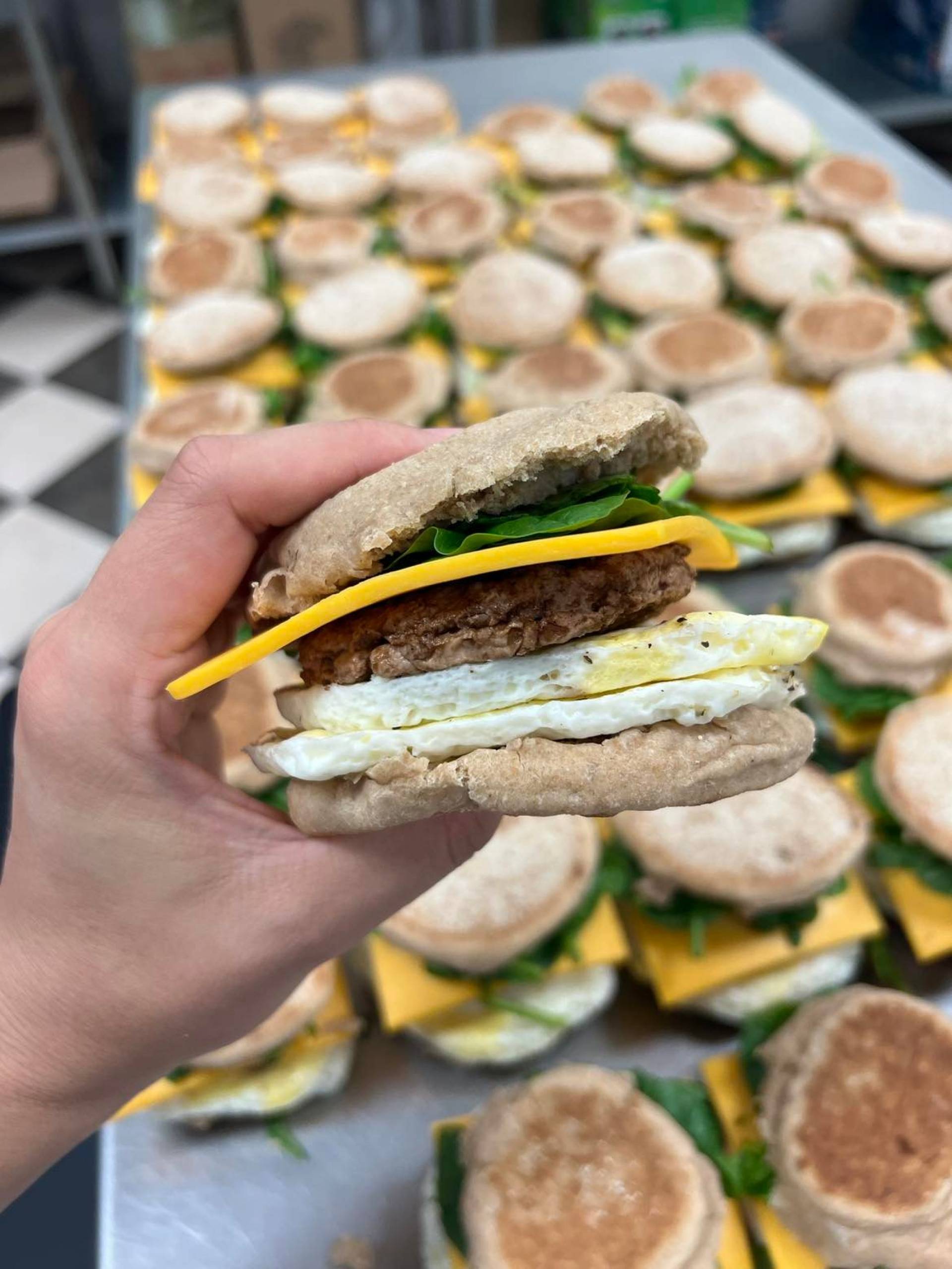 Turkey Sausage, Egg and Cheese Breakfast Sandwich - Precision Prep Visalia