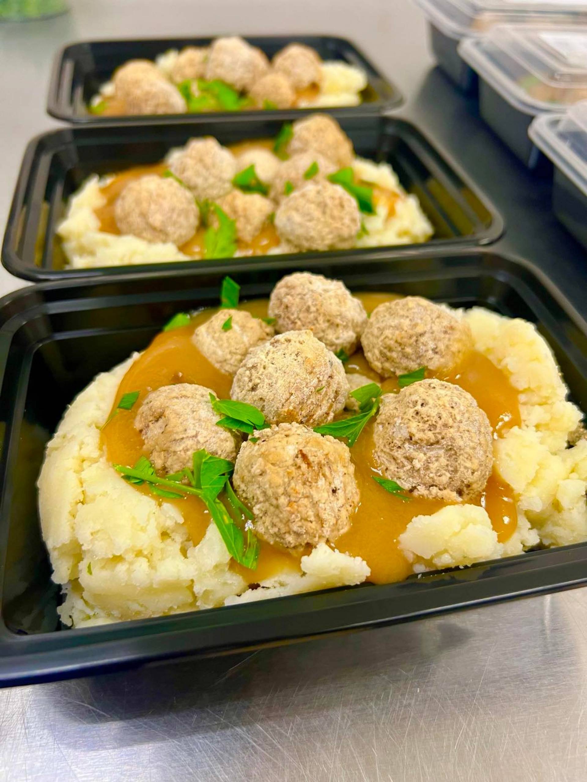 Mashed Potatoes w/ Meatballs and Gravy