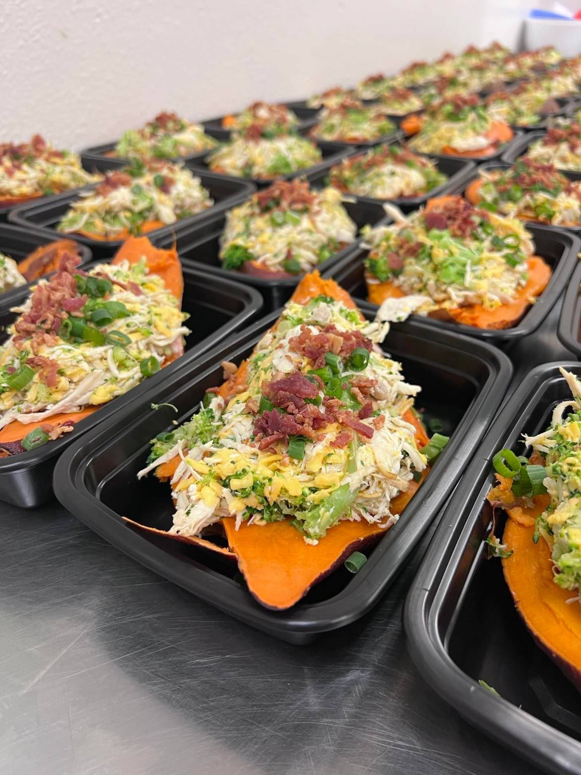 Broccoli Cheddar Stuffed Sweet Potato