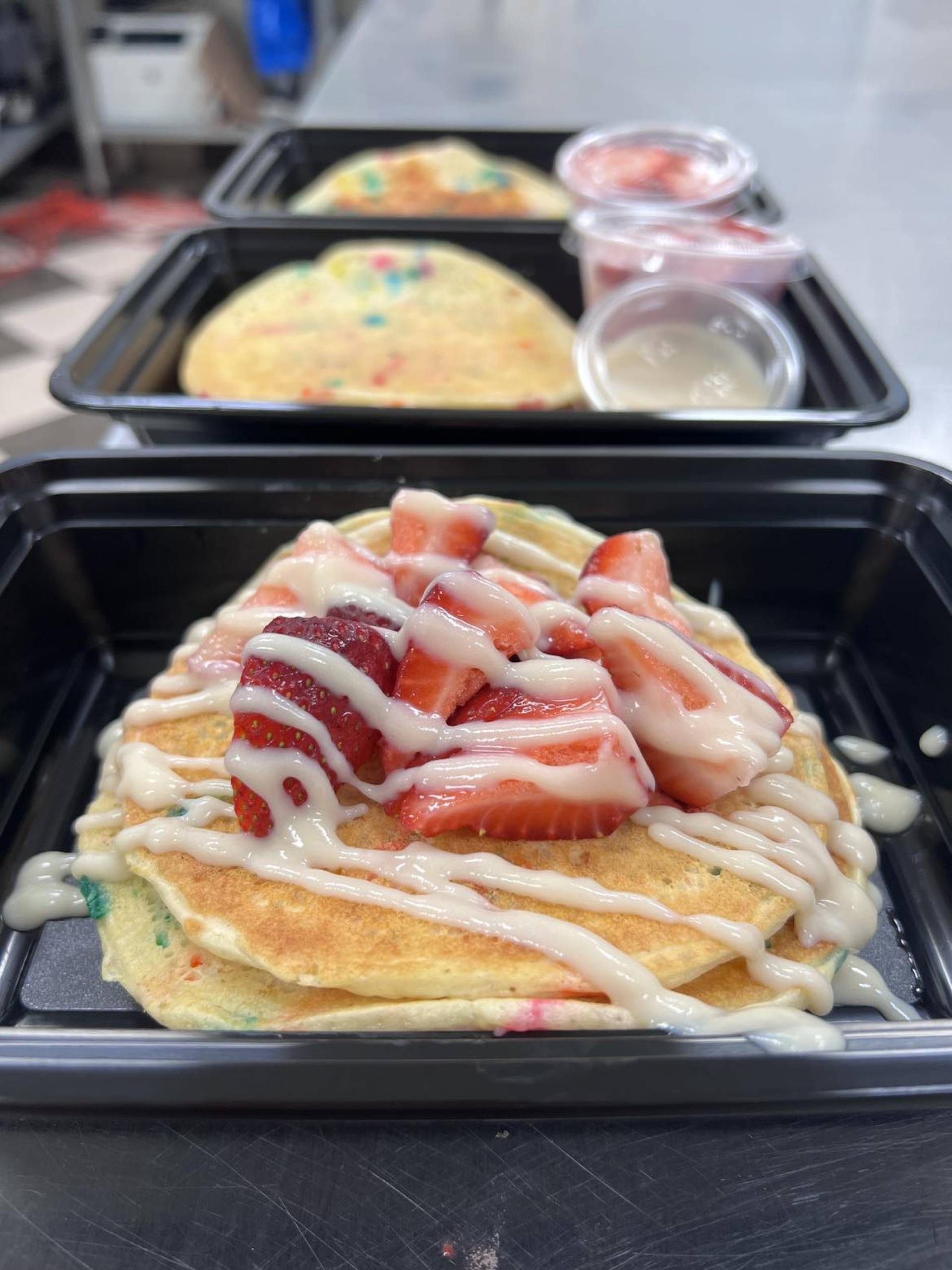 Birthday Cake Protein Pancakes