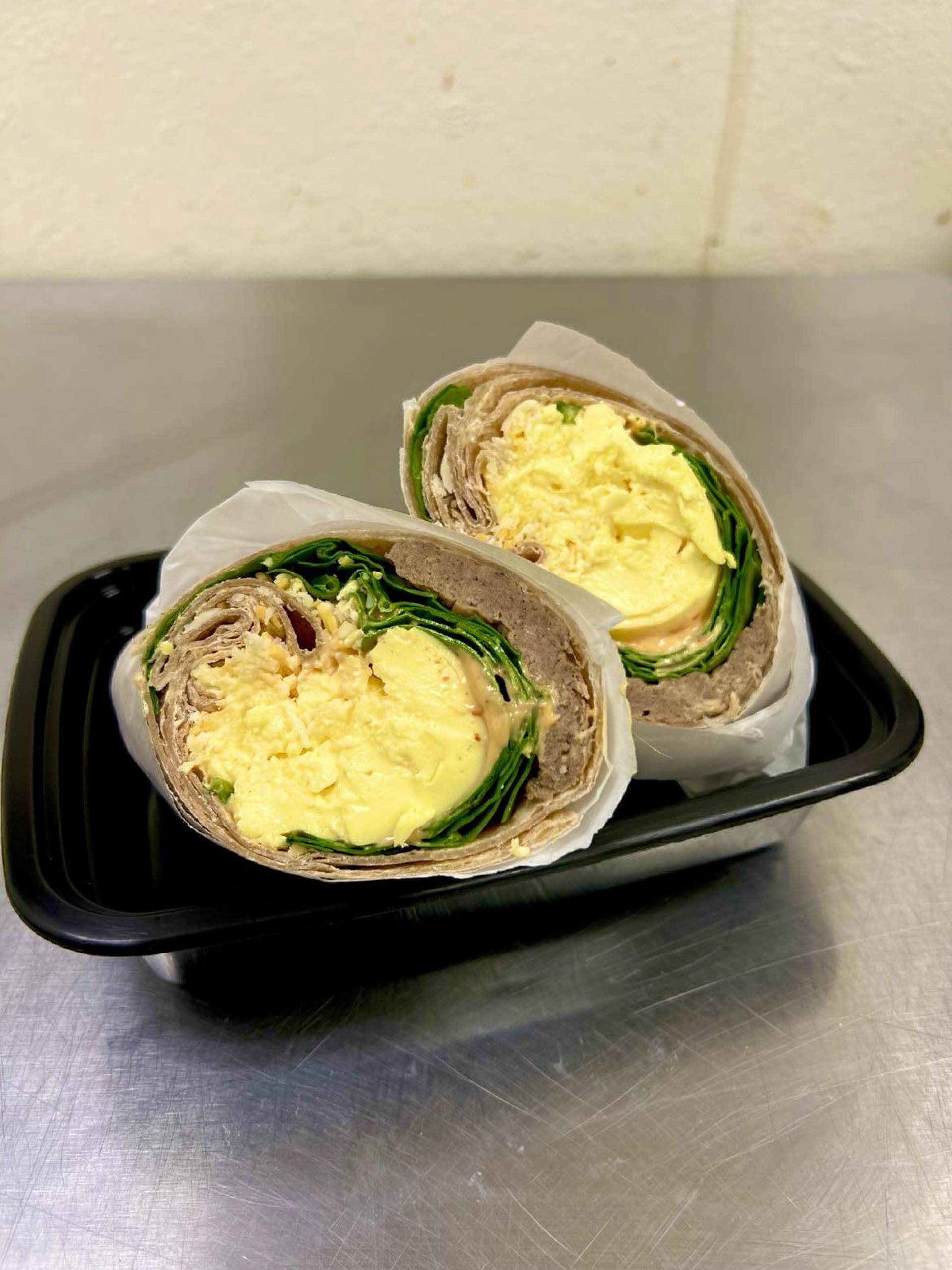 Sausage Egg and Spinach Breakfast Burrito
