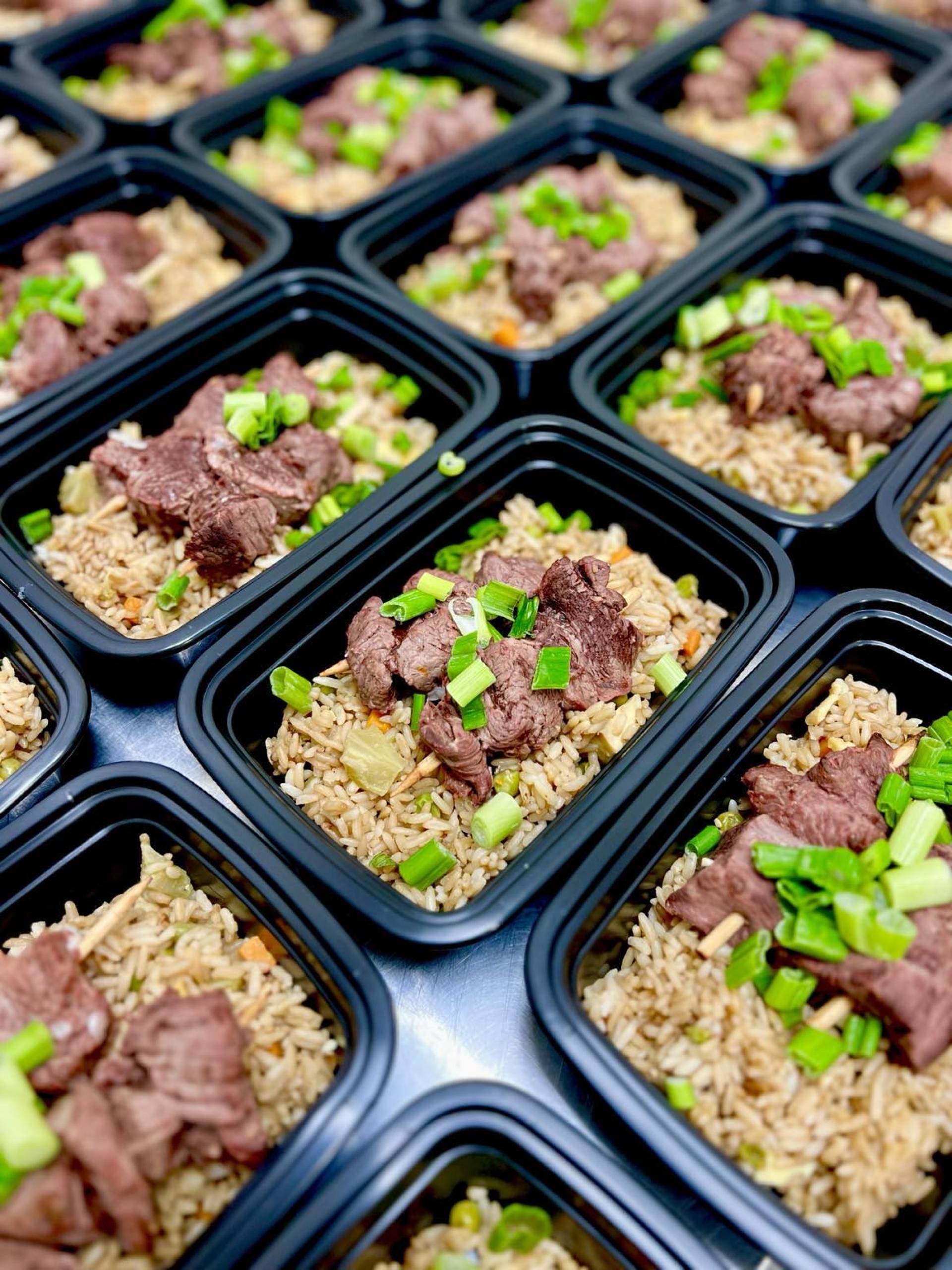 Ginger Soy Steak Kabobs with Fried Rice