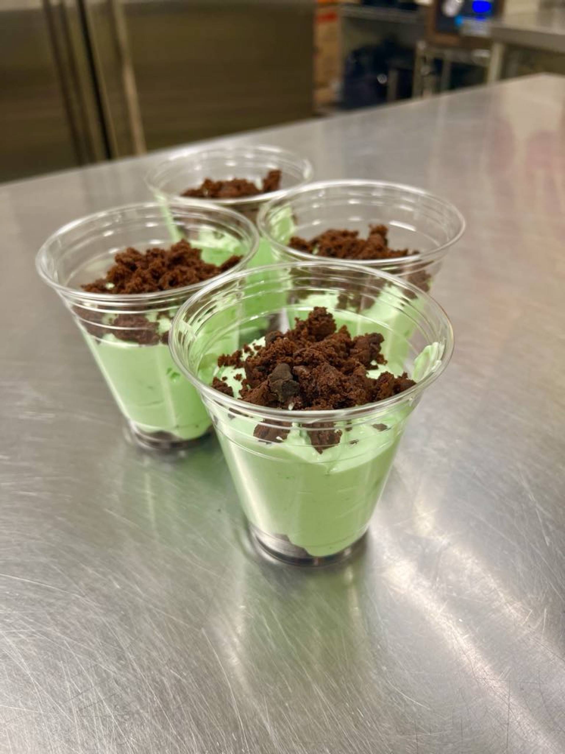 Chocolate Brownie Shamrock Protein Parfait