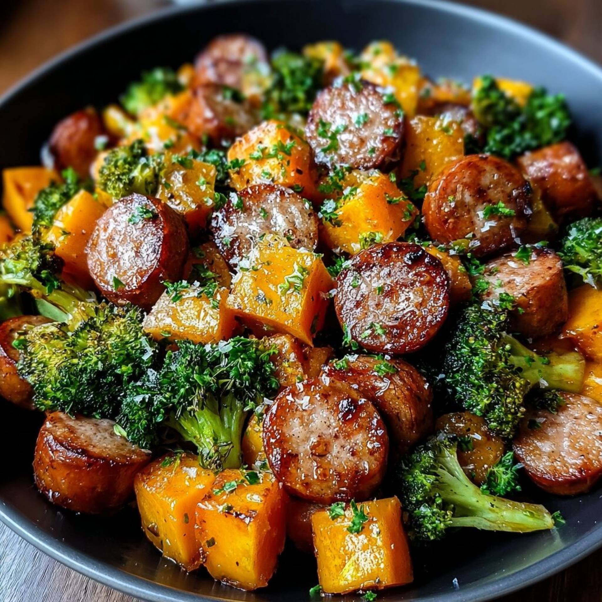 Sausage and Sweet Potatoes w/ Honey Galic Sauce