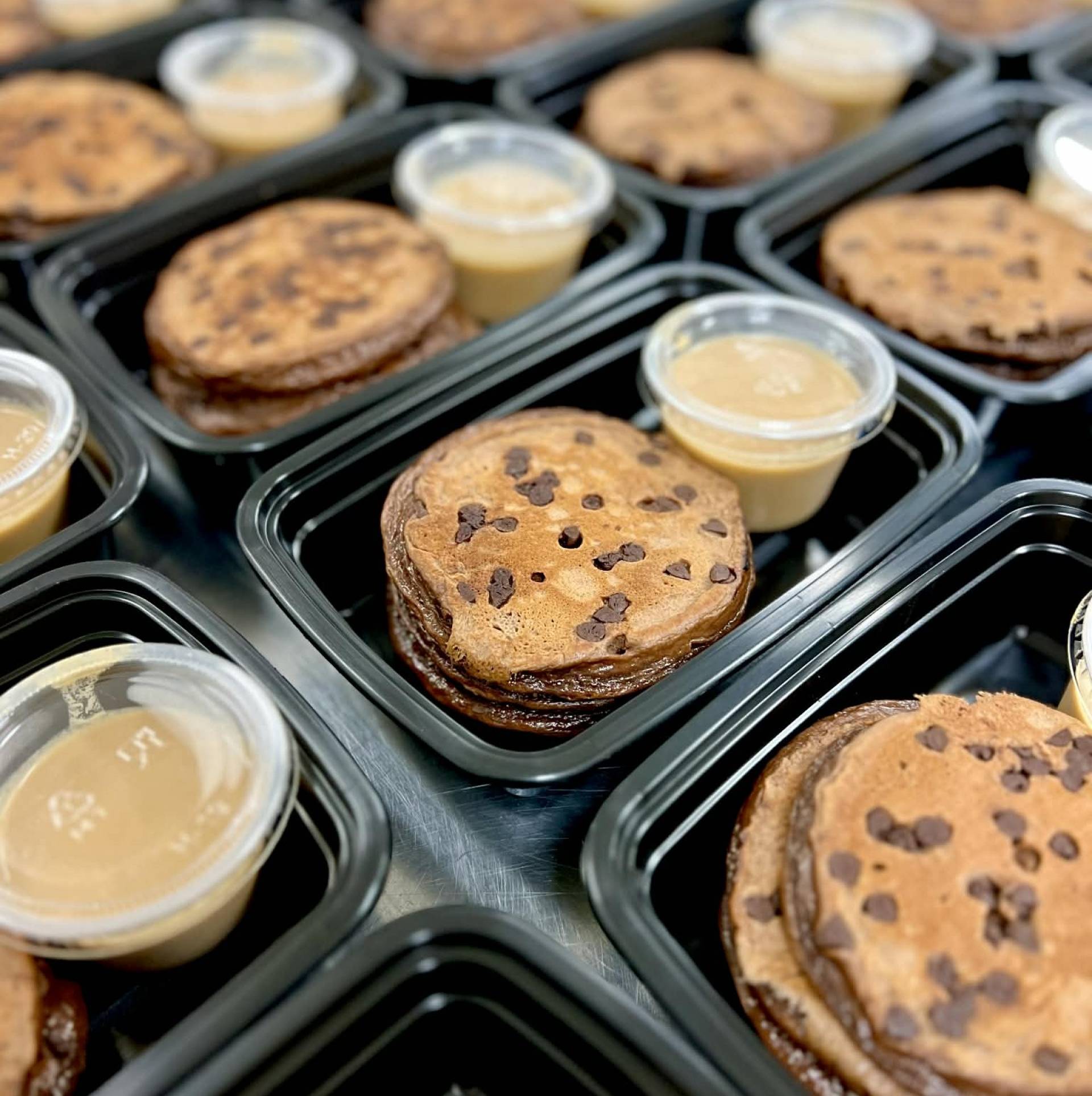 Chocolate Protein Pancakes with Peanut Butter Syrup