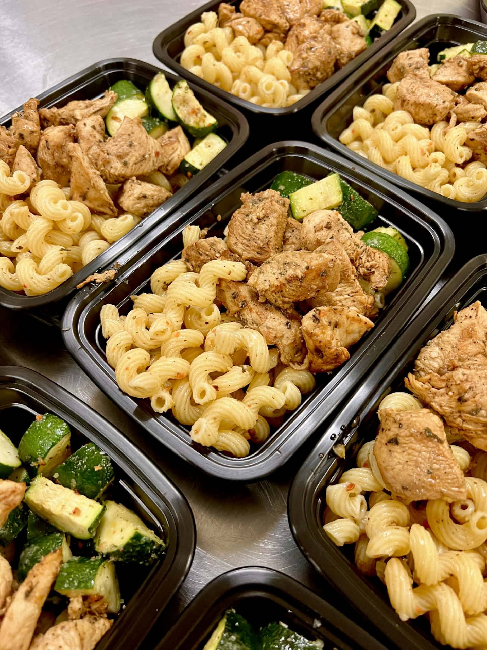 Lemon Herb Chicken Breast with zucchini and Greek cavatappi pasta