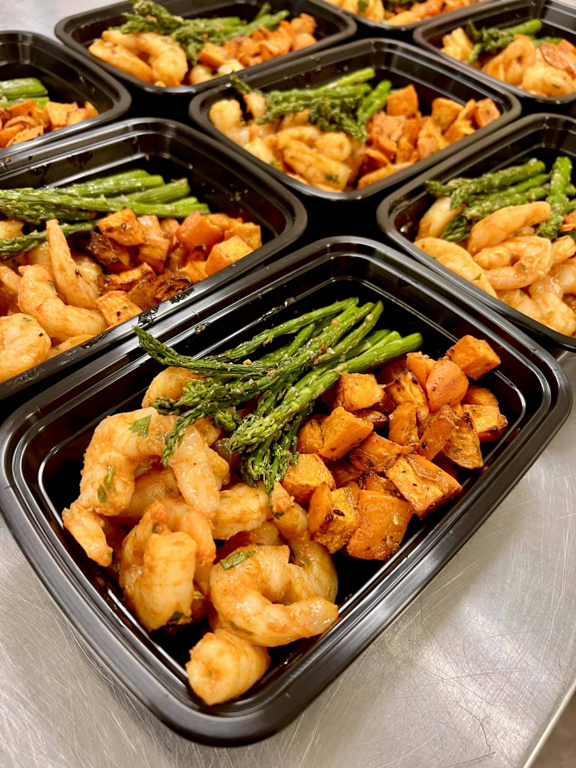 Chili-Lime Shrimp with Roasted Asparagus and Sweet potatoes