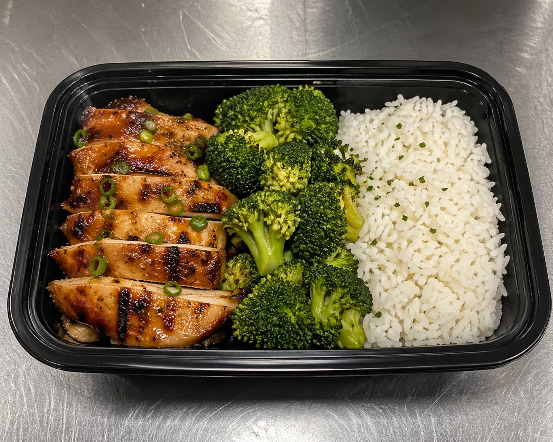 Orange Ginger Chicken Thighs with Broccoli and White Rice