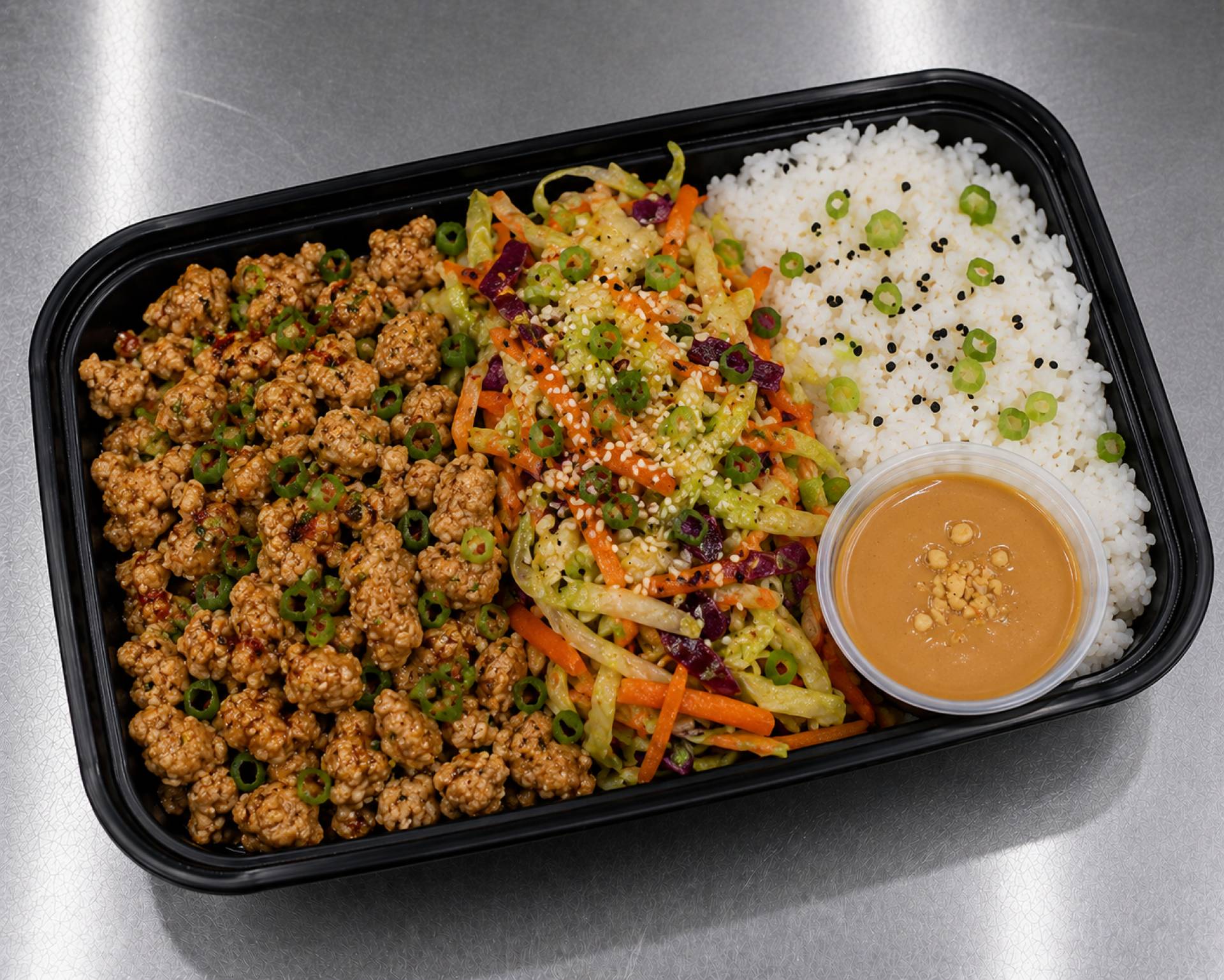 Turkey Egg Roll Bowl with Thai Peanut Sauce