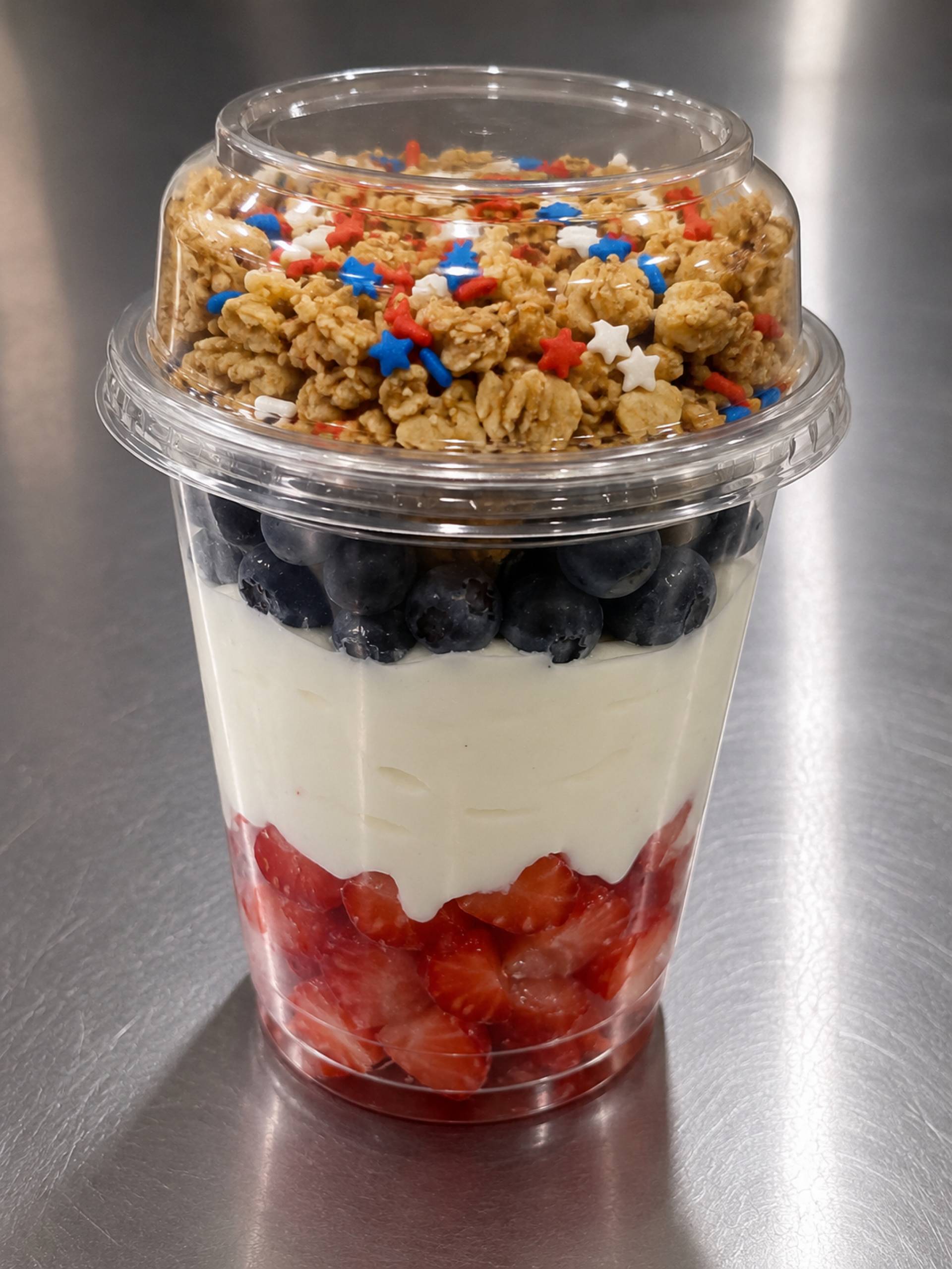 Red White and Blue Protein Cheesecake Parfait