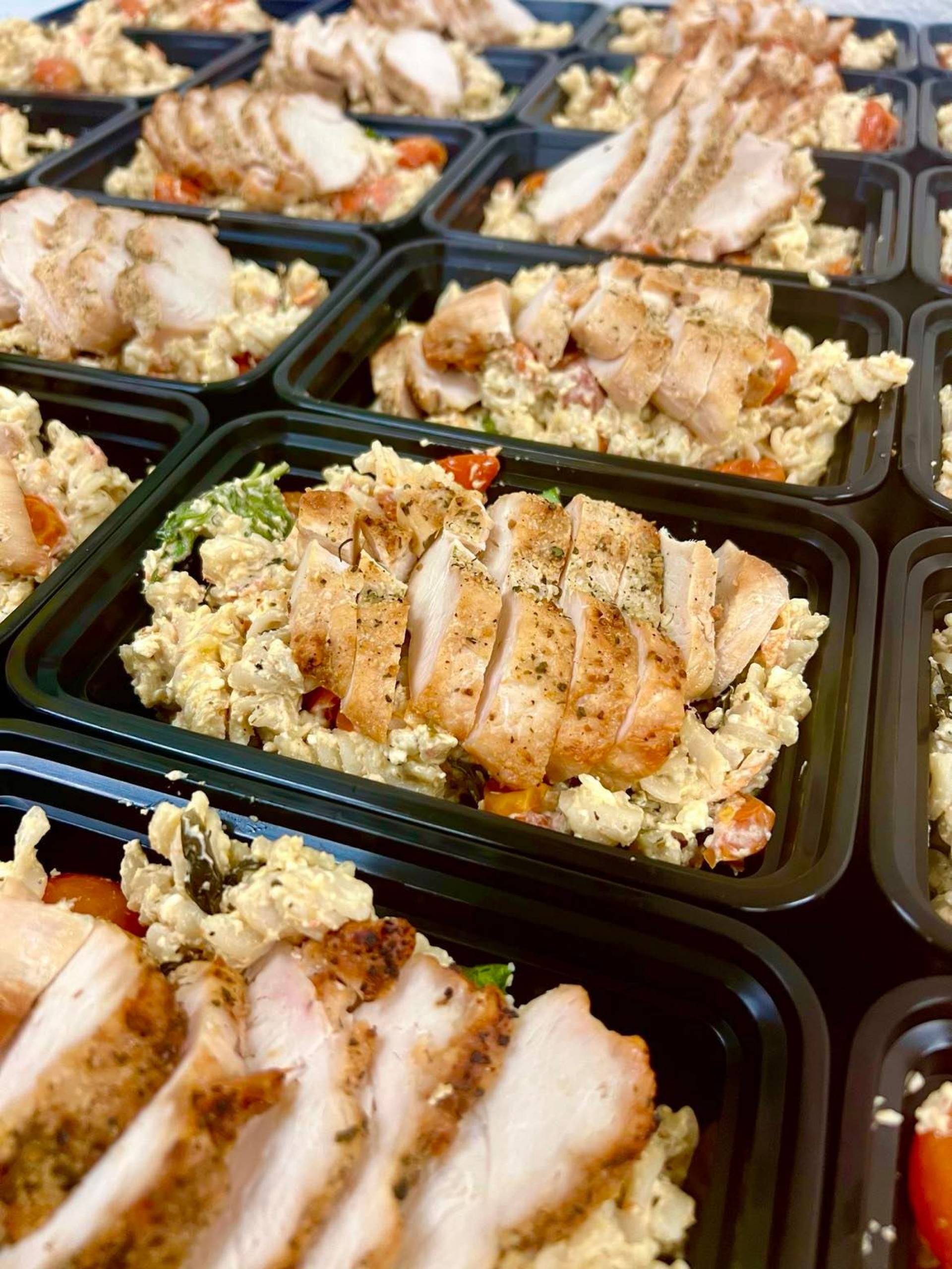 Baked Feta Brown Rice Pasta w/ grilled chicken